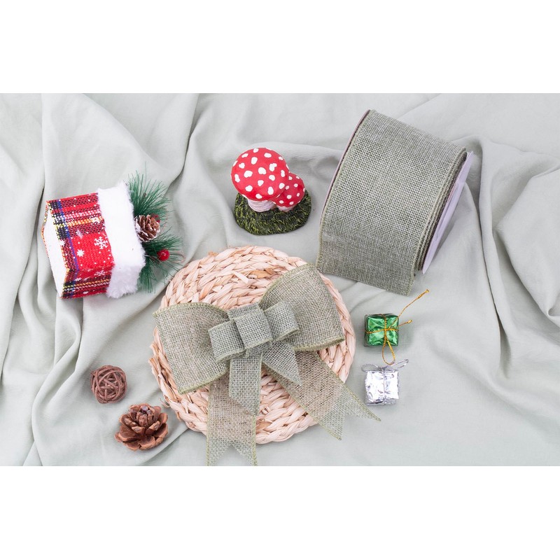 Joycrosso Burlap Wired Edge Ribbon 1 inch x 10 Yards,