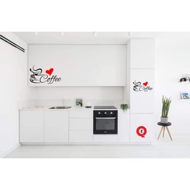 QuZi- Coffee Stickers and Vinyl Design for Kitchen Wall Decals in Multiple Colors (Black with Red Style -1, Small)