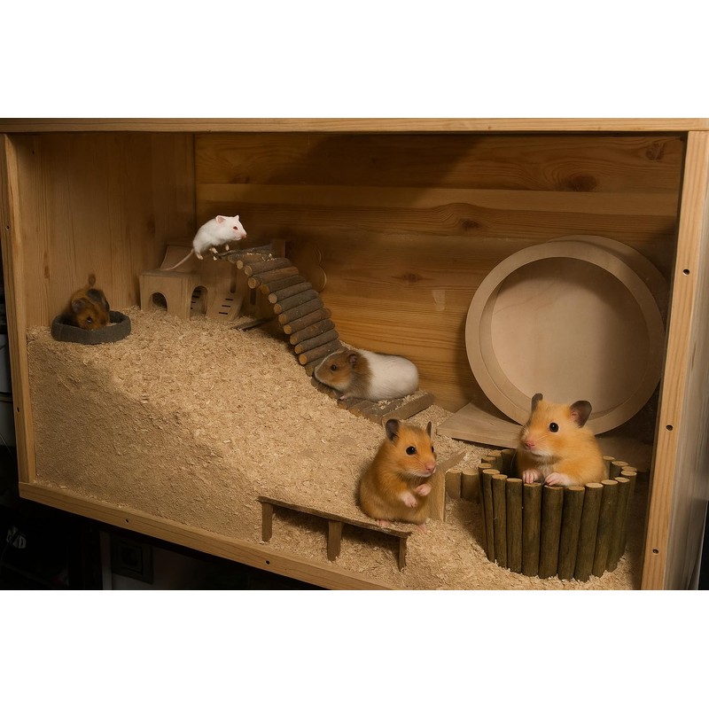 SIMENA Wooden Hamster Suspension Bridge Toy, Hamster Fencing, Natural Climbing