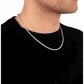 OLARCU Silver Plated Over Stainless Steel Wheat Chain for Men Women (Silver-4mm, 22 Inches)