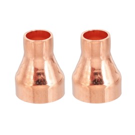 PATIKIL 3/4" to 3/8" ID Copper Reducer, 2pcs 99.9% Pure Copper Reducing Coupling Pressure Fitting Pipe Tube Connector Adapter with Sweat Solder Connection