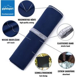 Microfibre Towel Set - for Sauna, Fitness, Sports, Beach Towel, Sports Towel, Navy S: 80 x 40 cm