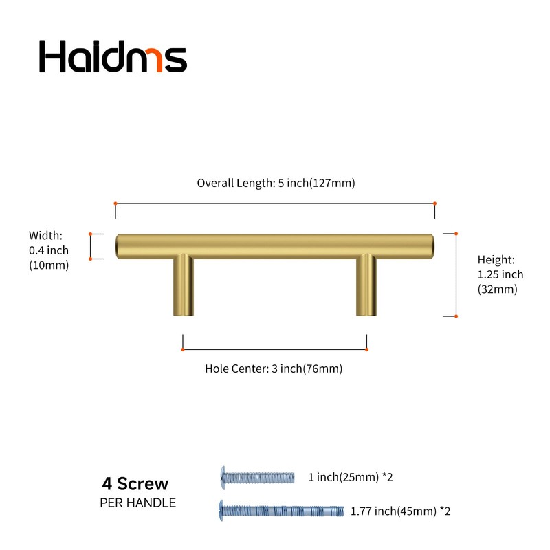 Haidms 30 Pack Gold Cabinet Handles 3 Inch Hole Center