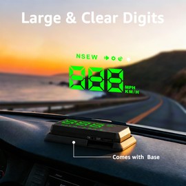 KUOWEIHUD Heads up Display for Cars,Car HUD,Head up Display for Car,Car Speedometer Display,Automatic Brightness Adjustment,Speeding Alert,USB Cable Plug & Play