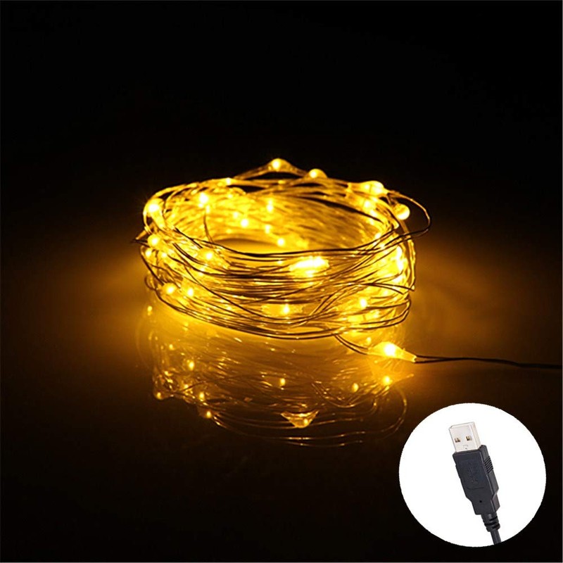 BUYERTIME USB String Lights 5M/16.4ft 50 LEDs, USB Powered Silver