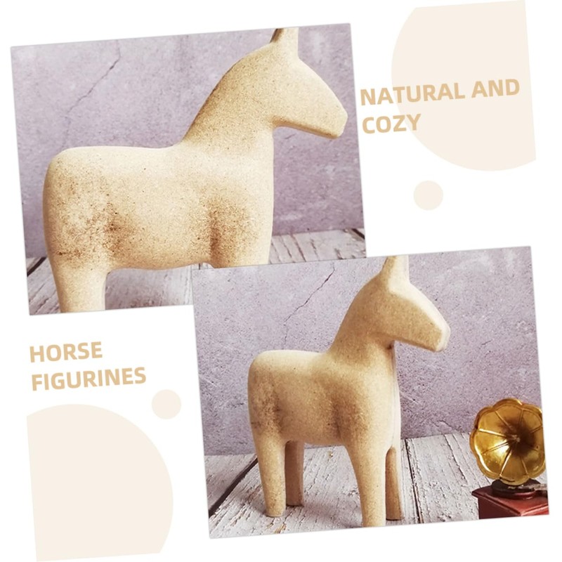 KOMBIUDA 2pcs Unfinished Wooden Horse Figurines for Painting Rustic Home