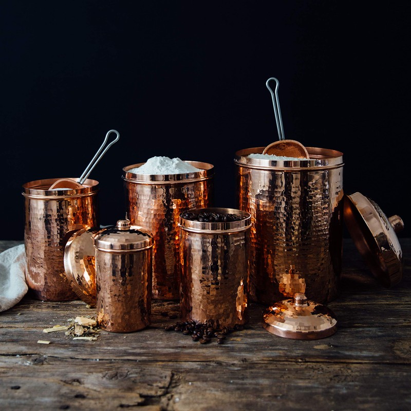 Sertodo Copper Kitchen Canisters | Polished, 1 Quart Capacity |