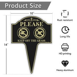 GicnKeuz Keep Off the Grass Sign, 14"×10" Heavy Duty Aluminum Sign, Keep Dogs Off Lawn Sign, Stay Off Grass Signs for Yard, Easy to Install, Outdoor Use