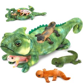 Karister Lizard Stuffed Animal Plush with 4 Babies,Chameleon Stuffed Animal, Lizard Plush for Kids,Boys & Girls,Stuffed Lizard Toy for Birthday, Christmas,Iguana Stuffed Animal,Reptile Stuffed Animal
