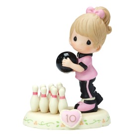 Precious Moments, Growing In Grace, Age 10, Bisque Porcelain Figurine, Brunette Girl, 154037B