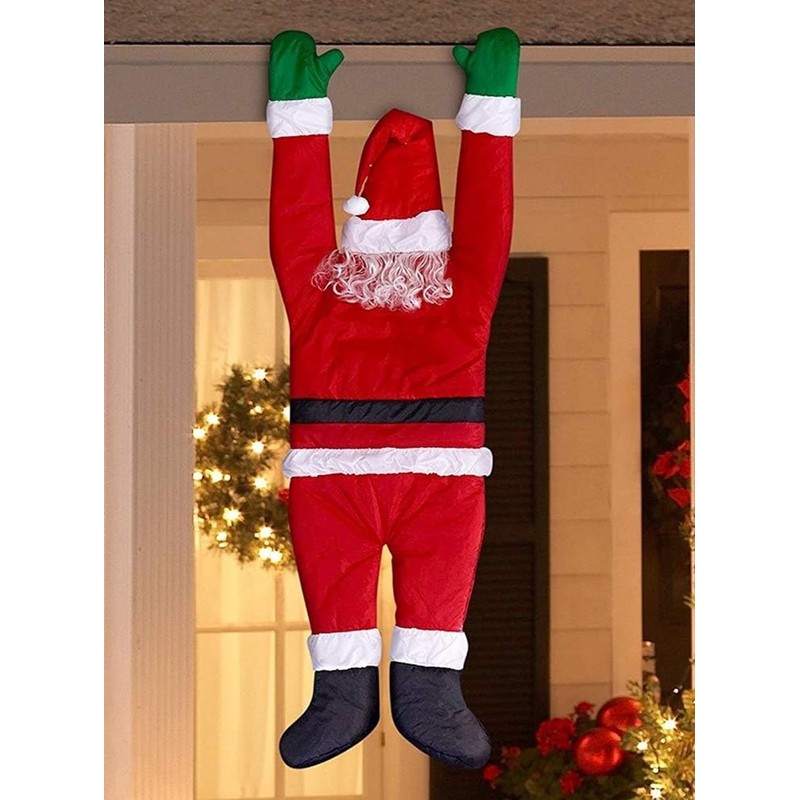 Gemmy Santa Hanging From Gutter Christmas Decoration Red 1 pk