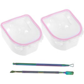 Cuenco de Remojo para Manicura de Manos Doble Capa Rosa, Acero Inoxidable Suaviza Cutículas, Remueve Esmalte, con Herramientas de Manicura Incluidas