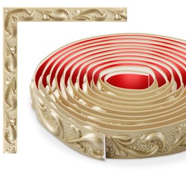 TECDW 118in Flexible Wall Trim,Peel and Stick Wall Molding,Moulding Trim Suitable for Cabinets, Walls, Home Decoration（Champagne Gold，2CM）