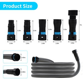 Upgraded 1 1/4 Inch x 17 Ft. Dust Collection Hose for Home and Workshop Vacuums with 5 Fittings/Adapters for Multiple Brands of Power Tools and Sanders