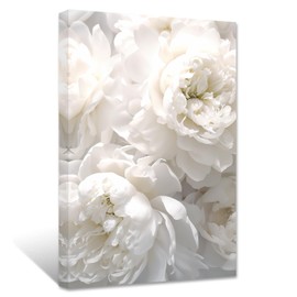 ZXHYWYM White Peony Canvas Wall Art Elegant Flowers Picture Prints Modern Artwork Home Decor For Living Room Bedroom Framed(Peony, (16.00" x 24.00"))