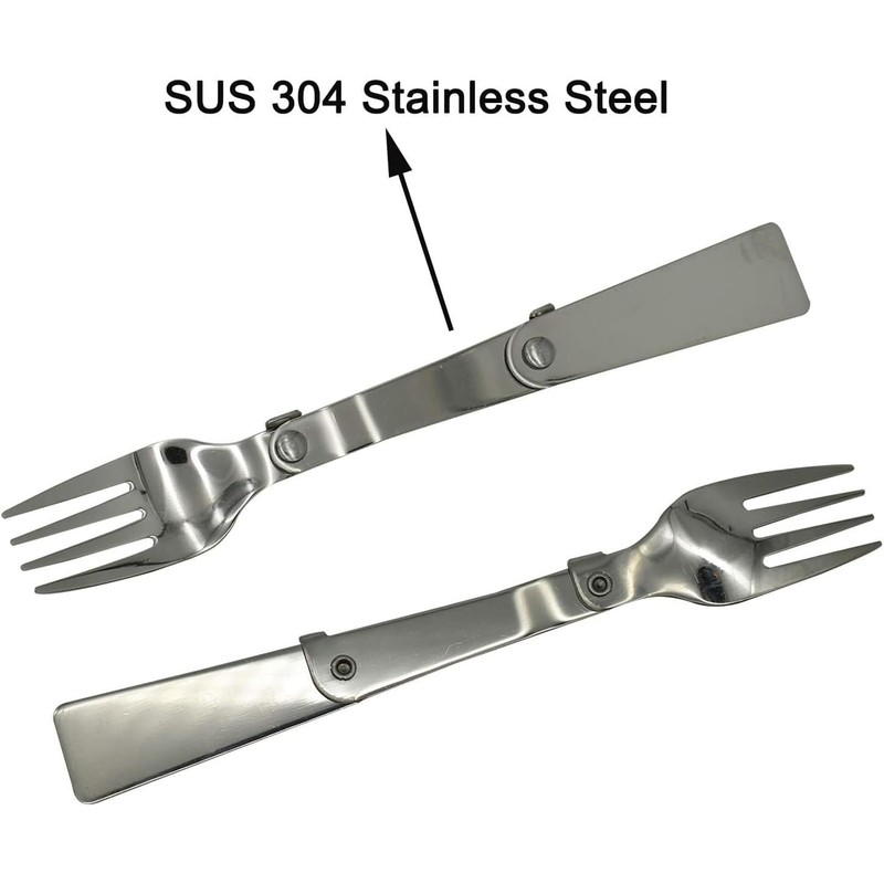 3 Pack Foldable Spoon Fork Salad Spork Set (304) Stainless