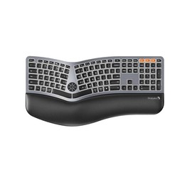 ProtoArc Backlit Bluetooth Ergonomic Keyboard, EK01 Plus Full Size Wireless Split Keyboard with Dual Bluetooth and USB, Cushioned Wrist Rest, Rechargeable, Compatible with Windows/Mac/Android:_White