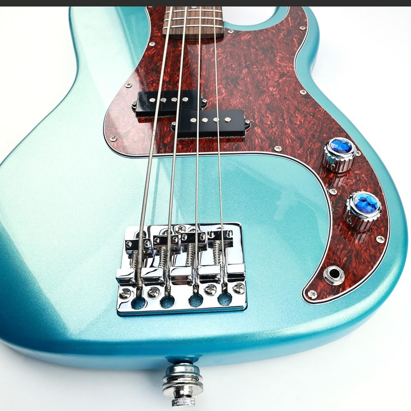 OVSAL Aluminum Electric Bass Guitar Knobs, Blue Crystal Style Top