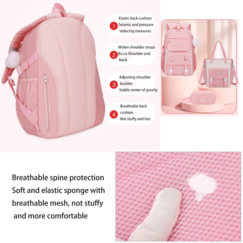 DAMAIYIYI Girls' Backpack Set of 3 Backpack School Backpack Backpack