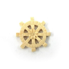 木彫 Category: Buddhist Ritual Implements/Spoked Wheel 2.2 cm Diameter 桧木 (One Side Engraved)