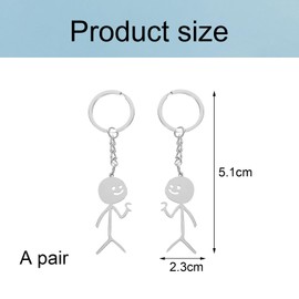 2 x car key fobs, skeleton smiley key fob with sign language, funny fingers and stickman designs in trendy look. Perfect gift idea for couples, cute pendant for bags