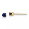 FindingKing 14K Gold Sapphire September Stud Earrings Jewelry 3mm x