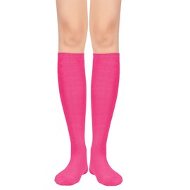 Zando Hot Pink Socks Pink Knee High Socks for Women Pink Tube Socks Women Knee High Stockings Boot Socks for Women Long Socks for Women Knee High Socks for Woman Knee Socks B Hot Pink One Size