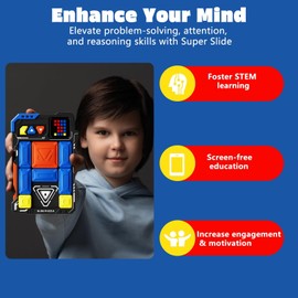 Super Slide Puzzle Game, 500+ Challenges Brain Game, Brain Teaser Puzzle for All Ages, Interactive Fidget Toys, Travel Games Birthday Gifts, Jigsaw Game, Toys for Kids Teens, STEM Toys (Black)