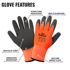 Global Glove Ice Gripster Low Temperature Gloves, Cut, Abrasion, and Puncture Resistant, Insulated and Water-Resistant, High Visibility Double-Coated Grip with Secure Wrist Cuffs, Large