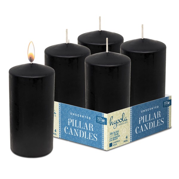 Hyoola Black Pillar Candles 50/100 mm (2x4 Inch) - 4