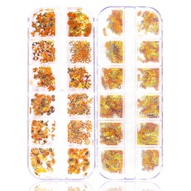 XEAOHESY 2 Boxes 1200pcs Zodiac Nail Art Charms Twelve Constellation Gold Nail Art Stickers Zodiac Nail Sequins for Nail Art Decoration