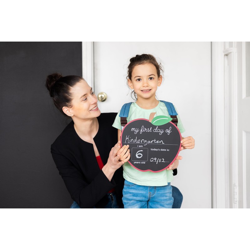 Pearhead First and Last Day of School Chalkboard, Reusable Apple-Shaped