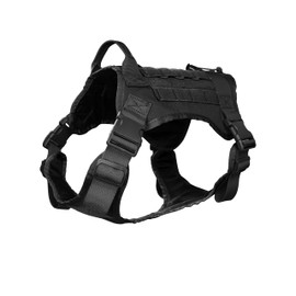 Tactical Dog Harness with Top Elastic Retention Cord - K9 Dog Training Vest No-Pull Adjustable Outdoor Training Vest - Molle System, Military Service
