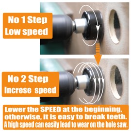 WOWSUPM 32,38,41,51,54mm Carbon Steel Hole Saw Set with 1 Mandrel for Soft Wood PVC Panel Plastic, MDF