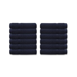 A & B TRADERS Premium Cotton Face Cloths Flannels Washcloth 12-Pack 500 GSM Ring Spun Soft Absorbent 30 x 30cm Towels (Black)