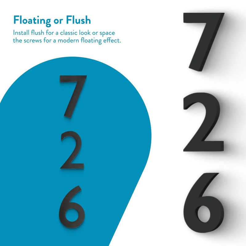 Architectural Mailboxes 3582B-7 4 inch Solid Brass Floating House Number,