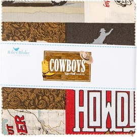 Cowboys Riley Blake 5-inch Stacker, 42 Precut Fabric Quilt Squares by Echo Park Paper Co.