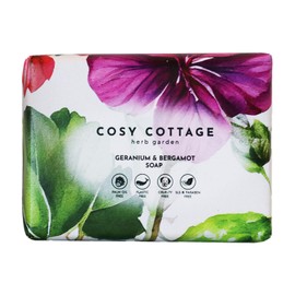 Cosy Cottage Herb Garden Geranium & Bergamot Soap Bar 120g |Handmade, Moisturising & Soothing Herbal Soap with Essential Oils | Fruity Floral Scent | No Palm Oil, SLS, Additives or Plastic