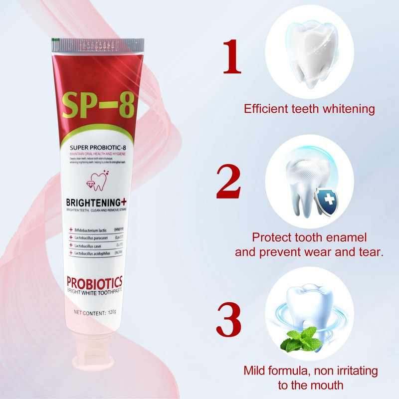 VLUVLA 3pcs SP-8 Probiotic Toothpaste 120g, Ultra Whitening & Deep