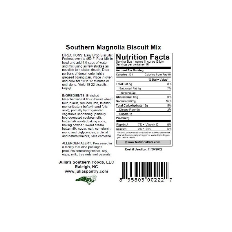 Julia's Southern Magnolia Biscuit Mix 18oz Pkg
