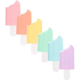 Set de 6 Marcadores Resaltadores en Forma de Helado, Tonos Pastel para Niños y Estudiantes, Ligeros Tinta Tipo de Papel, Adecuado Escuela