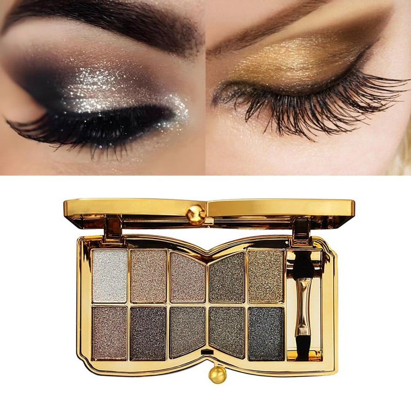 Virtegasas Glitter Eyeshadow Pallet, 10Color High Pigment Shimmer Eyeshadow