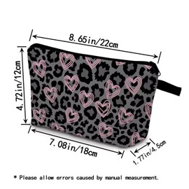 YULUENZE Leopard Cheetah Heart Makeup Bag Cute Small Organizer Bag with Zipper Leopard Cheetah Heart Cosmetic Bag Aesthetic Birthday Present for Women Friends -3