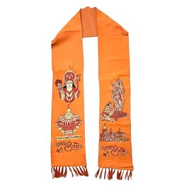 OMG Jai Shree Ram Printed Polyester Bhagwa Colour Scarf wrap Dupatta for Pooja Men & Women