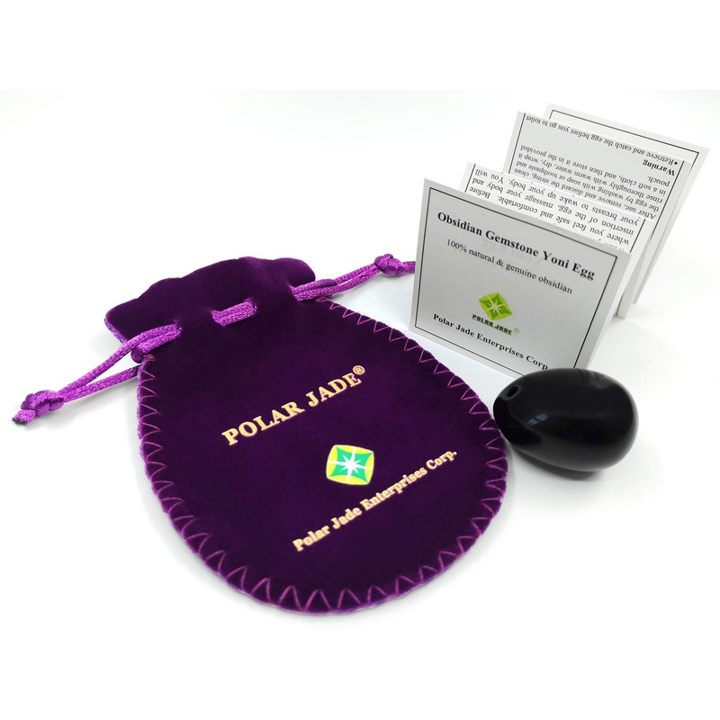 Polar Jade Yoni Egg of Obsidian Gemstone, Drilled, Manually Polished,