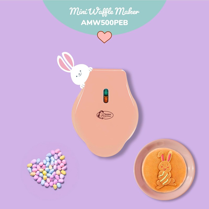 Bestron Mini Waffle Iron, Waffle Iron in Unique Easter Bunny