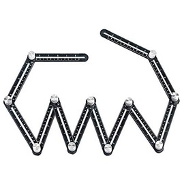 Multi Angle Measuring Ruler, 12-sides Ruler Hole Locator Aluminum Alloy Universal Multi Angle Measuring Ruler Protractors, Adjustable Floor Tile Glass Woodworking Puncher