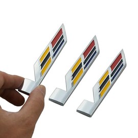 3pcs New V Car Body Trunk Lid Sticker Badge Emblem Replacement for ATS CTS SRX XTS (Chrome)