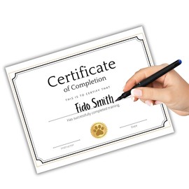 Pet Dog Training Certificate of Completion | 50 pk 8.5x11” Paw Print Animal Puppy Award for Trainers Service Dog Achievement