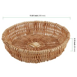 HAKZEON 2 PCS 12 Inch Handmade Wicker Bread Baskets Round Wicker Fruit Serving Storage Bowls, Natural Woven Wicker Basket for Serving Vegetable, Food, Fruit, Snack, Kitchen Restaurant